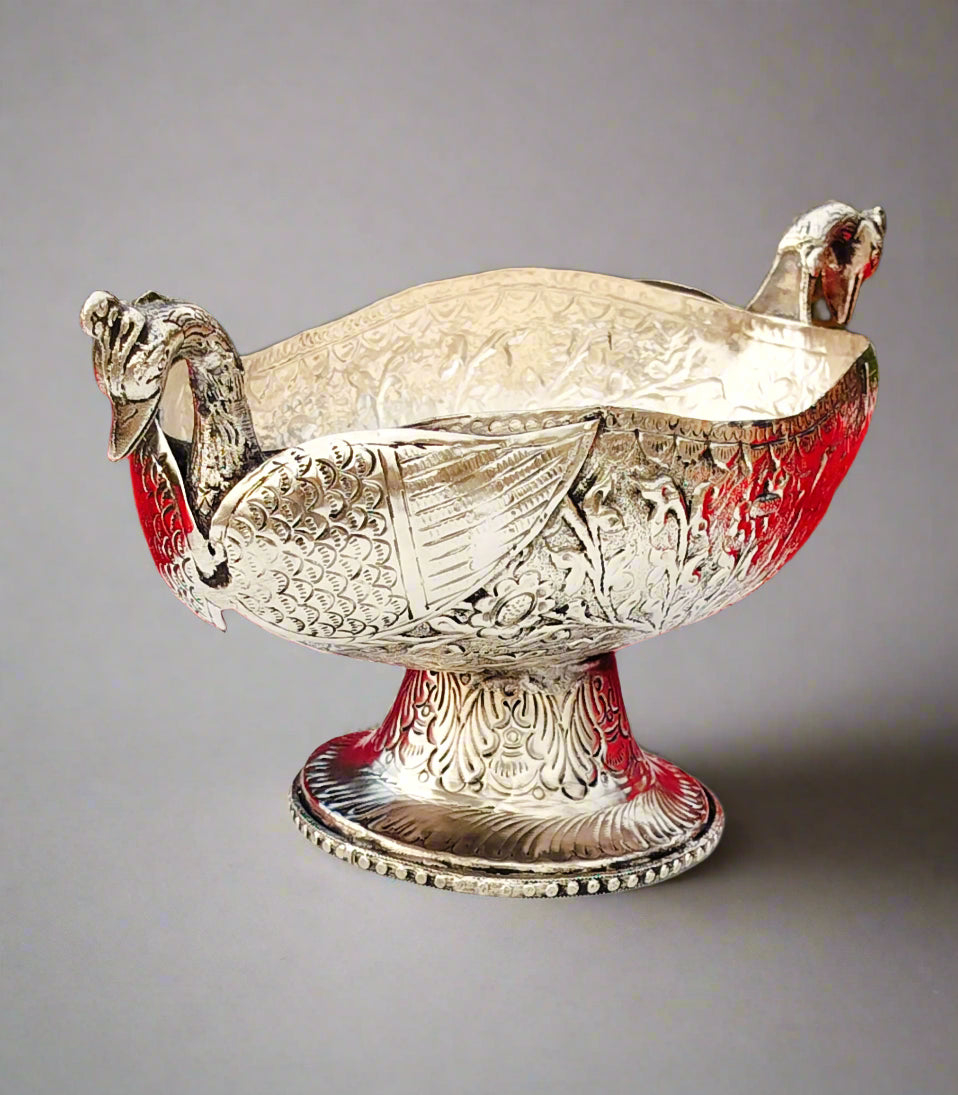 Antique German silver peacock urli/ bowl for home décor/ gift item